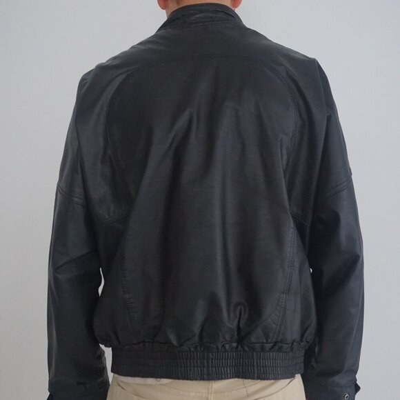 Vintage '80S Sears The Men'S Store Black Zip Up 100% Leather Bomber Jacket L - Picture 3 of 15